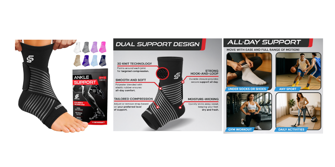 Sleeve Stars Ankle Brace for Women & Men, Good for Sprain, Compression, Plantar Fasciitis,