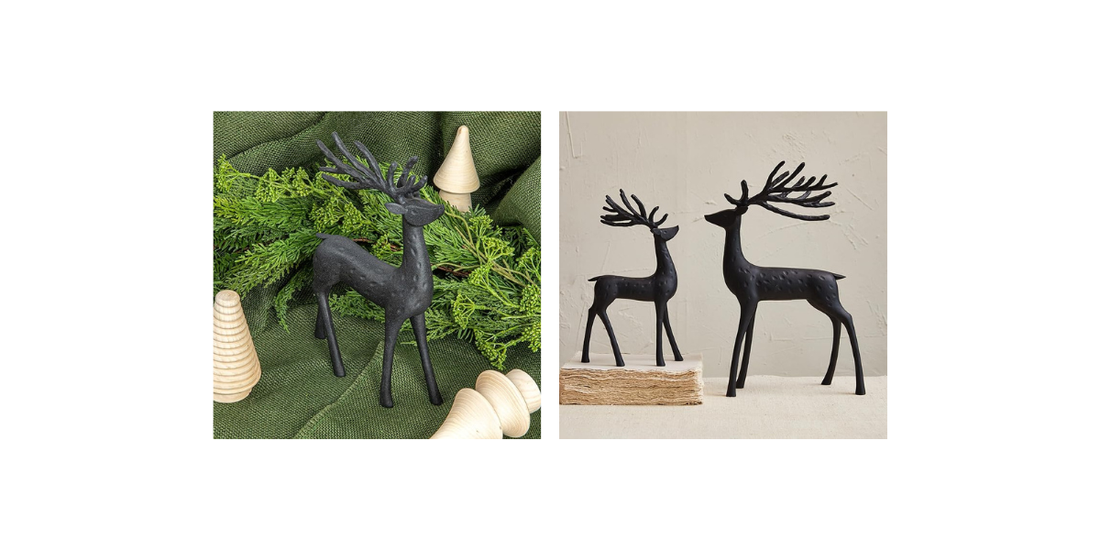 Black Resin Reindeer Decor