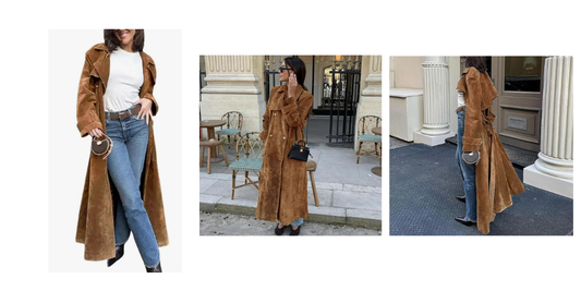 Product Feature: utcoco Womens Faux Suede Long Trench Coat with Belt