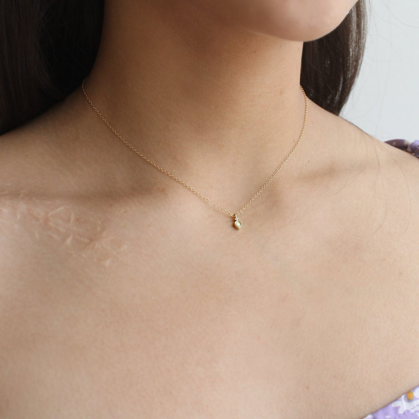 Opal Teardrop Sparkle Necklace