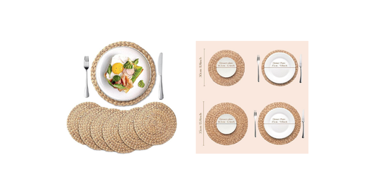 6 Pack, Natural Hand-Woven Rattan Round Place Mats