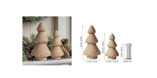 Natural Rattan Inspired Style Tabletop Christmas Tree Decor