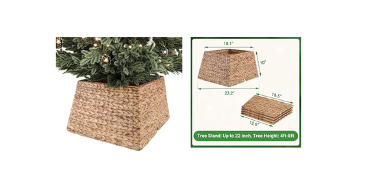 23 Inch Water Hyacinth Woven Christmas Square Tree Collar