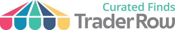 Trader Row logo with colorful umbrella-like design beside the text