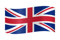 Waving flag of the United Kingdom on a white background